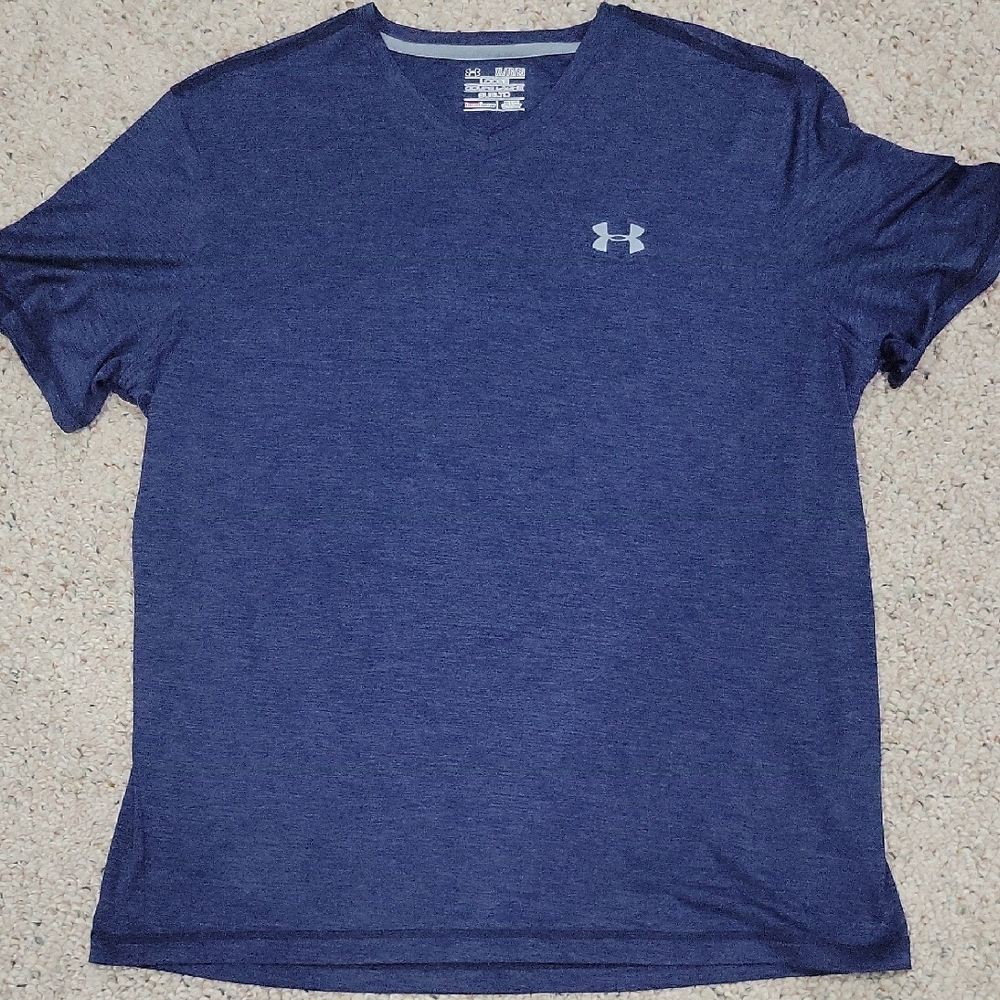 Under Armour Men's Heathered Navy V-Neck Tee XL